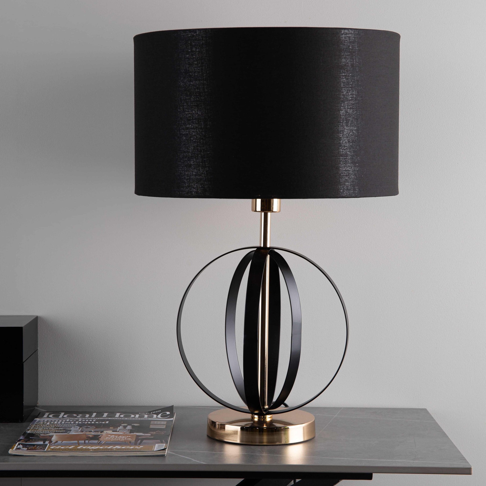 Lights  -  Black Gold Hooped Table Lamp  -  50152997