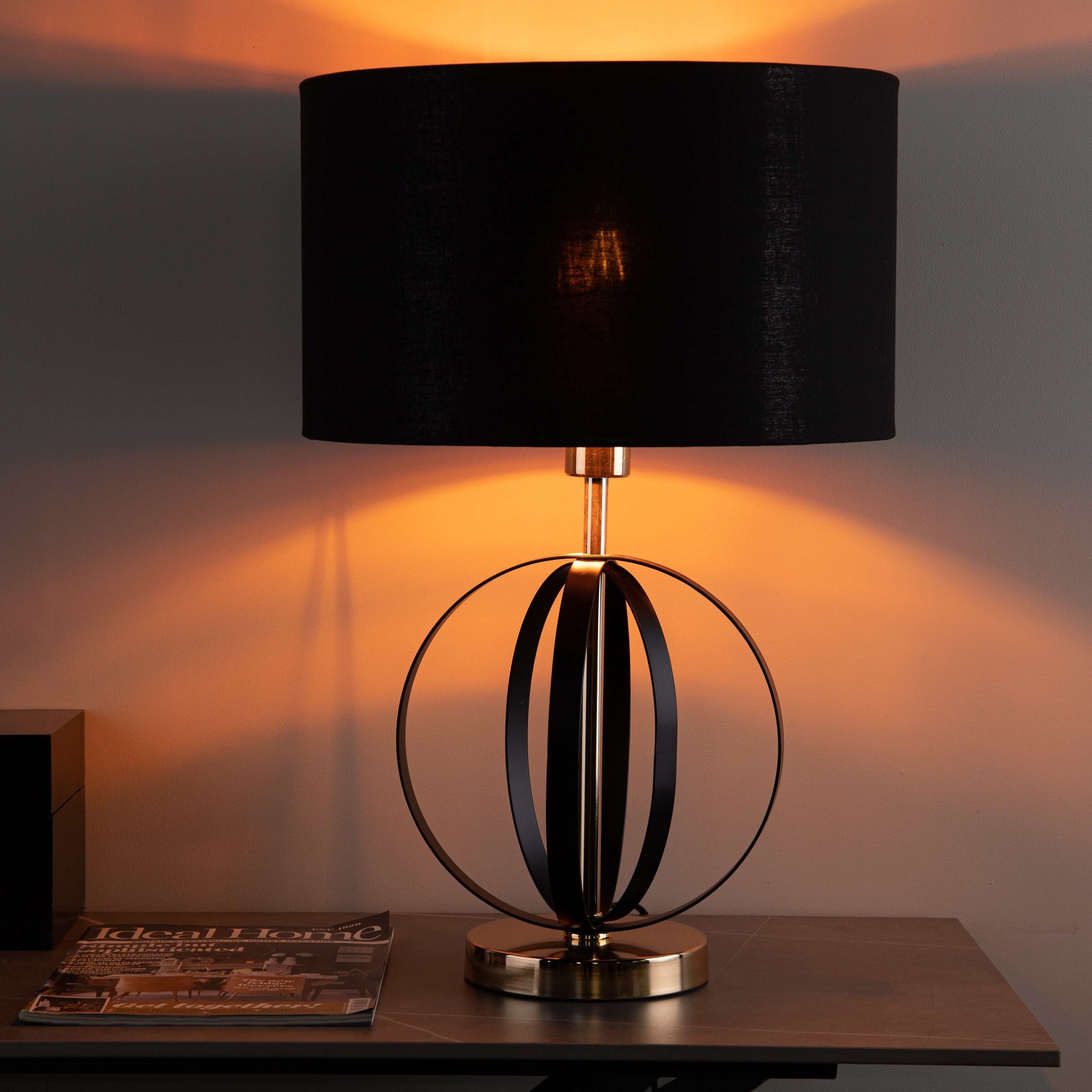 Lights  -  Black Gold Hooped Table Lamp  -  50152997