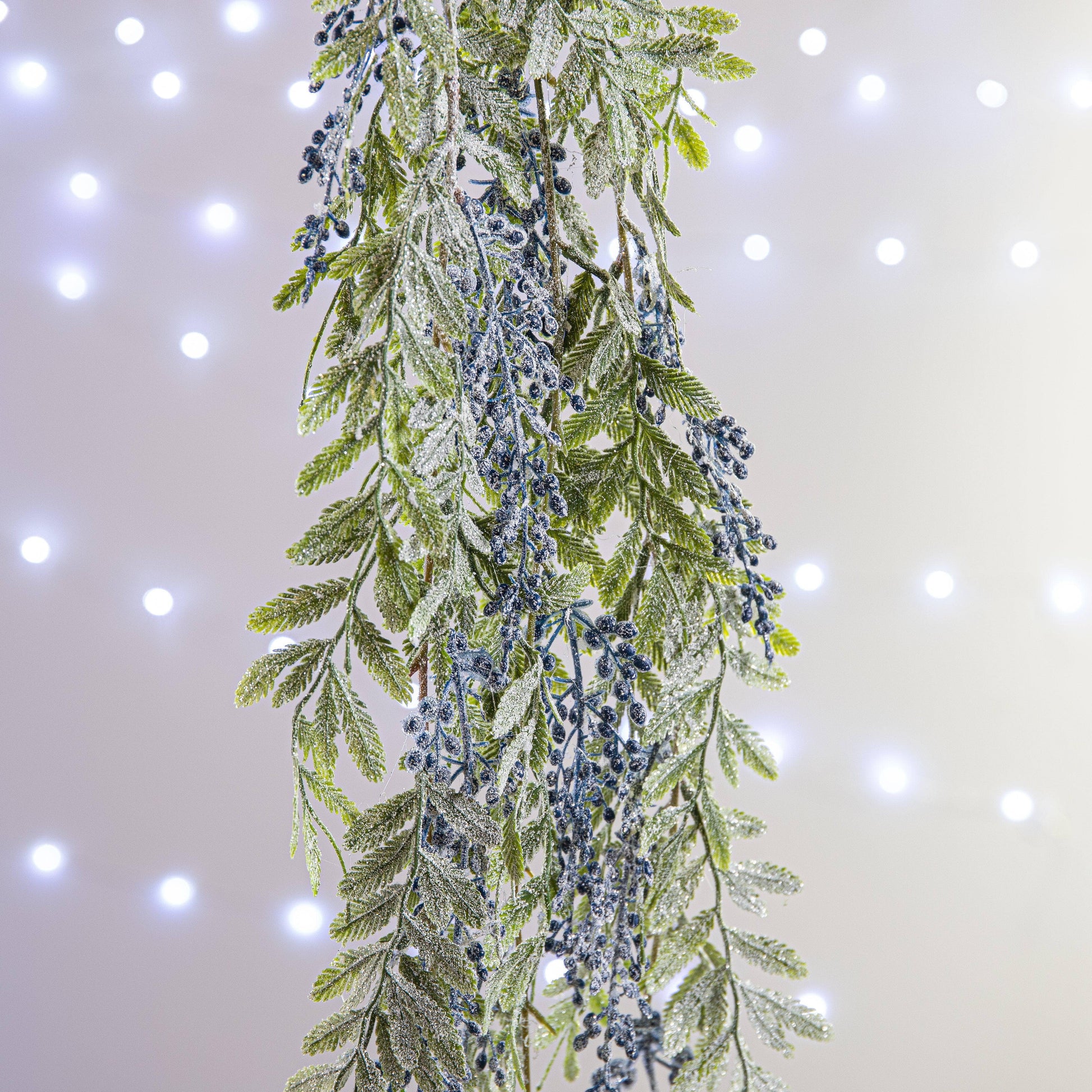 Christmas  -  Frosted Green and Blue Berry Garland Christmas Tree Spray - 116cm  -  60004024