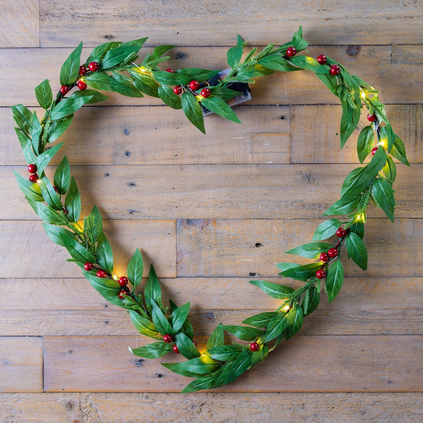 Christmas  -  Red Berries LED Wire Heart Wreath  -  60004027