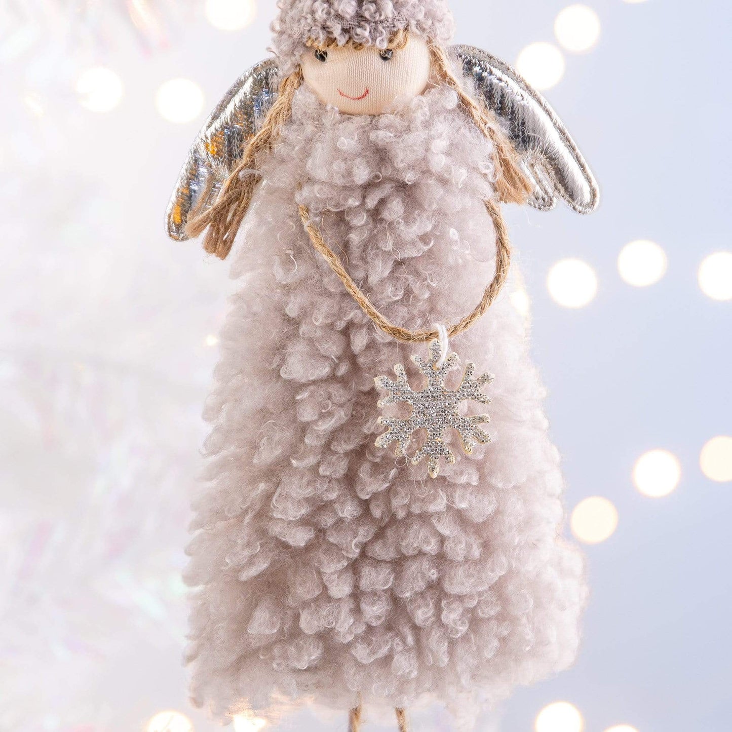 Christmas  -  Snowflake Grey Angel Christmas Decoration - 34cm  -  60000921