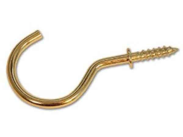 DIY  -  Select Shouldered Cup Hooks Electro Brass 20Mm  -  00327121