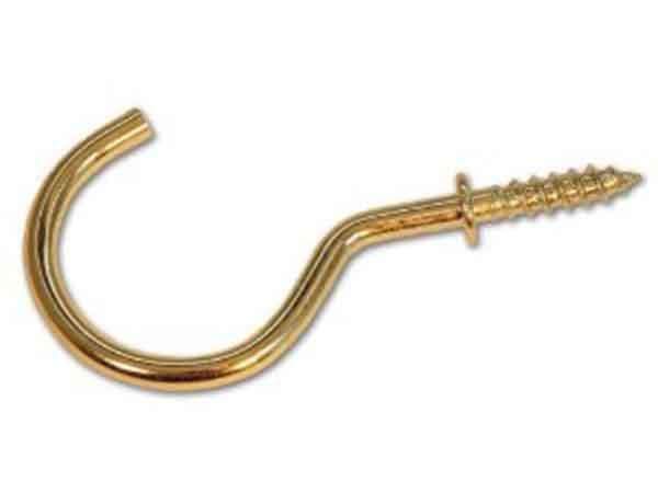 DIY  -  Select Shouldered Cup Hooks Electro Brass 50Mm 5 Pack  -  50078411