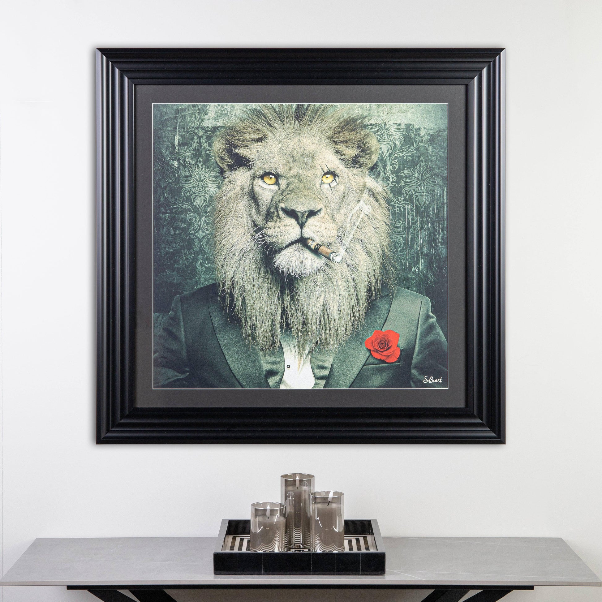 Pictures  -  Shh Lion Mafia Framed Wall Art by Sylvain Binet 90cm x 90cm  -  60003238