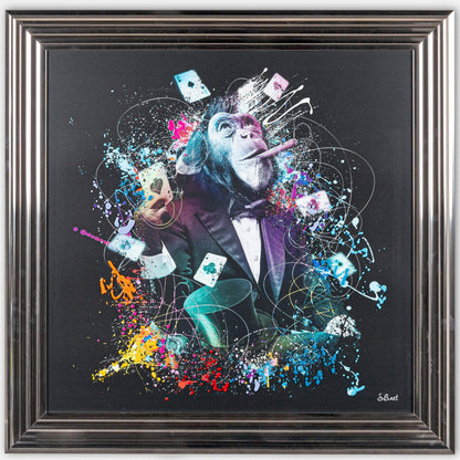 Pictures  -  Shh Colourful Vegas Poker Monkey Framed Picture 90 X 90  -  50155649