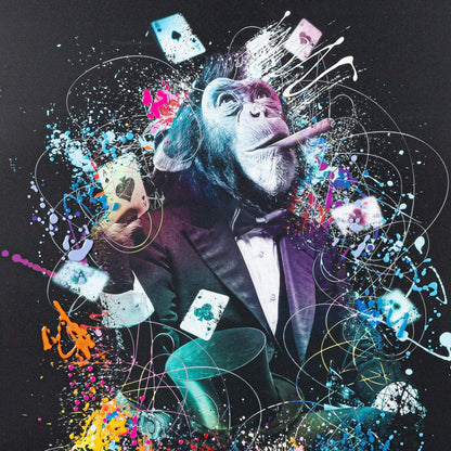 Pictures  -  Shh Colourful Vegas Poker Monkey Framed Picture 90 X 90  -  50155649