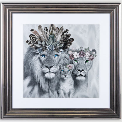 Pictures  -  Shh One Cub Lion Family Framed Picture 90 X 90  -  60003234