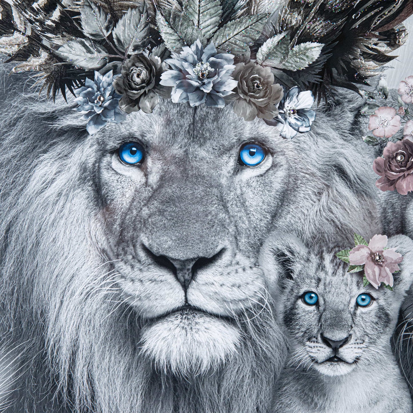 Pictures  -  Shh One Cub Lion Family Framed Picture 90 X 90  -  60003234