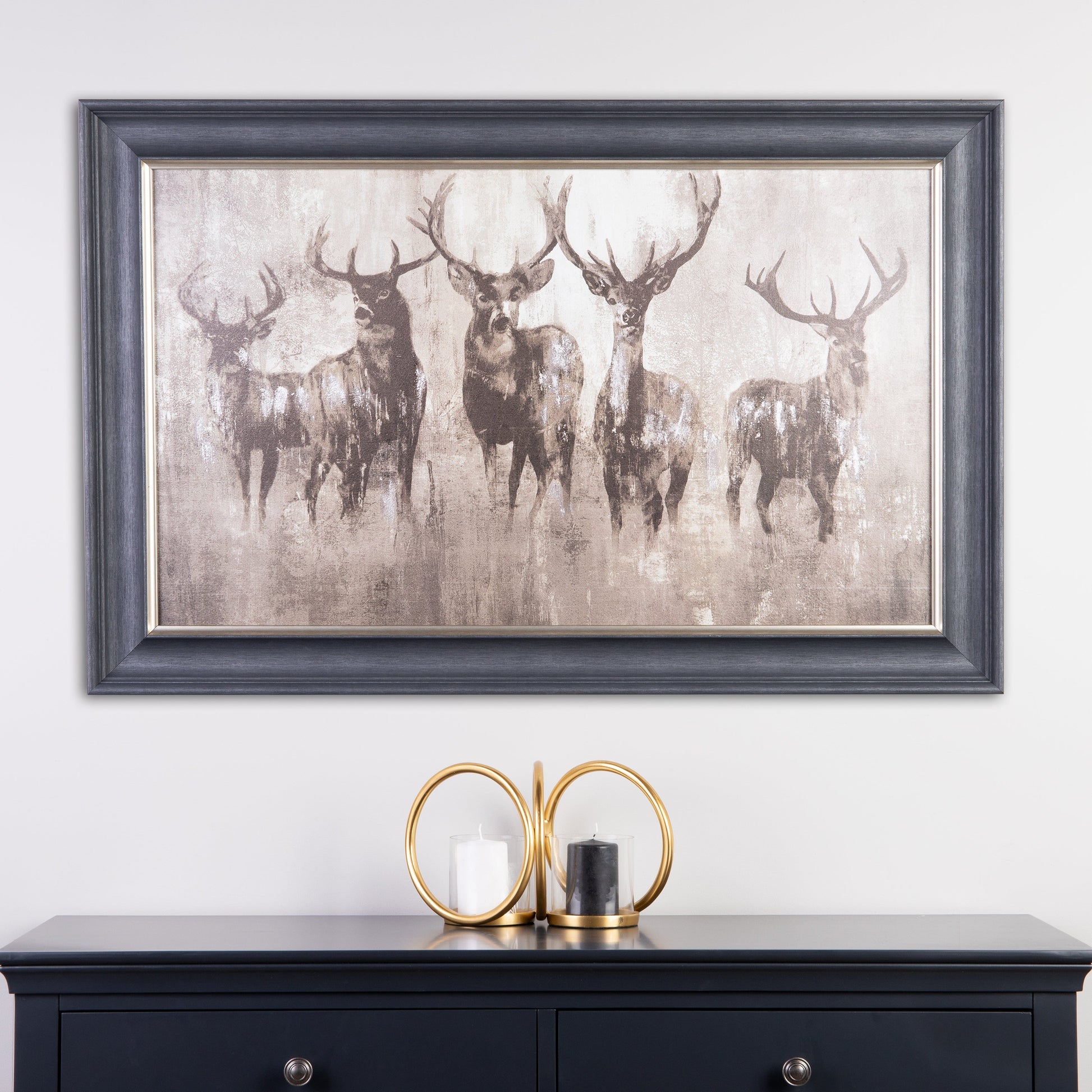 Pictures  -  Stags Night Framed Wall Art 119cm x 74cm  -  60003240