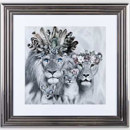 Pictures  -  Shh Two Cub Lion Family Framed Picture 90 X 90  -  60003235