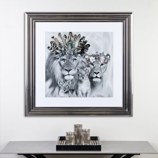 Pictures  -  Shh Two Cub Lion Family Framed Picture 90 X 90  -  60003235