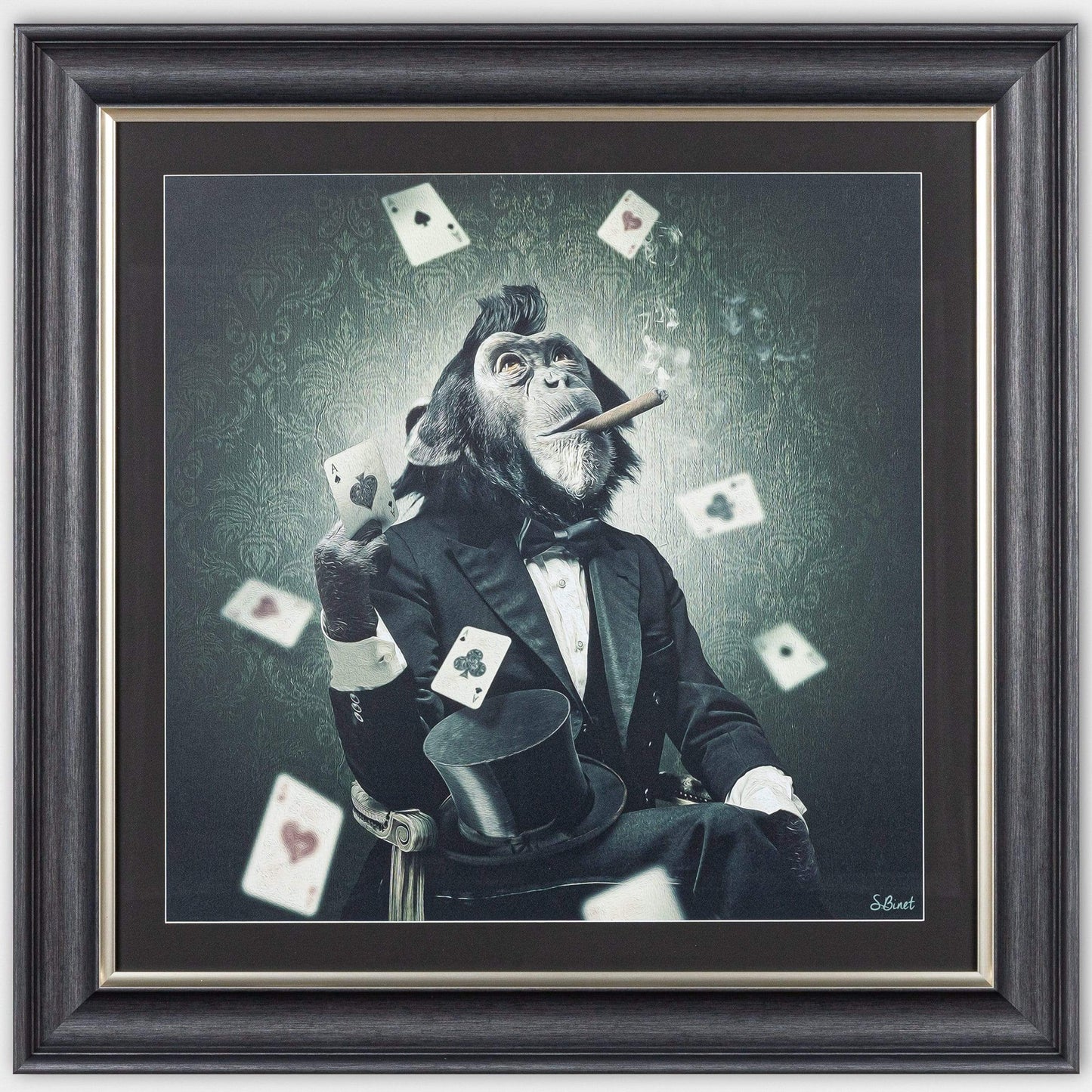 Pictures  -  Vegas Poker Monkey Framed Picture 90 X 90  -  50155642