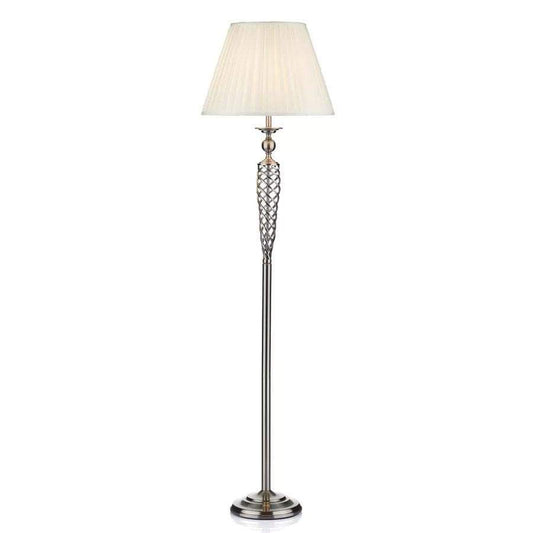 Lights  -  Siam Floor Lamp Complete With Shade Satin Chrome  -  50085211