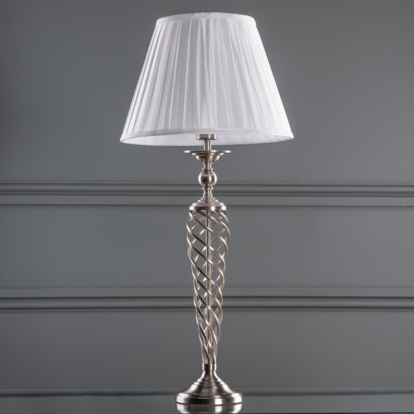 Lights  -  Siam Table Lamp Complete With Shade Satin Chrome  -  50085213