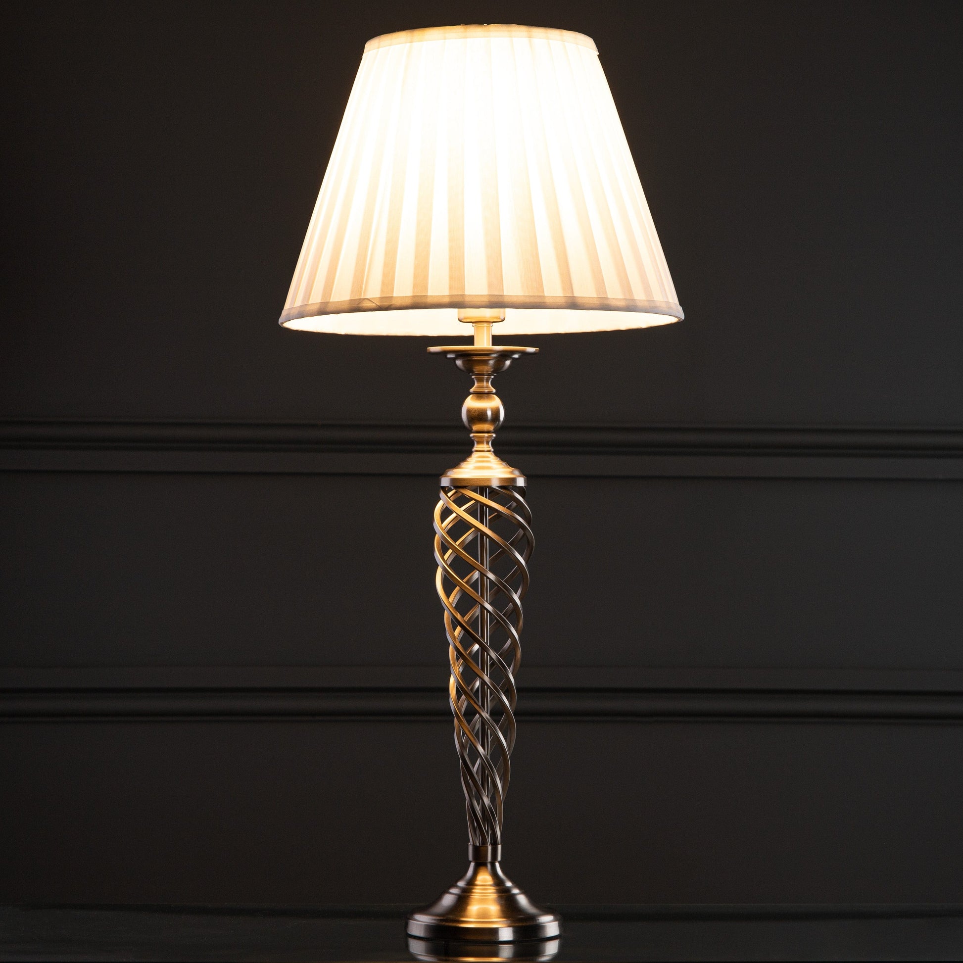 Lights  -  Siam Table Lamp Complete With Shade Satin Chrome  -  50085213