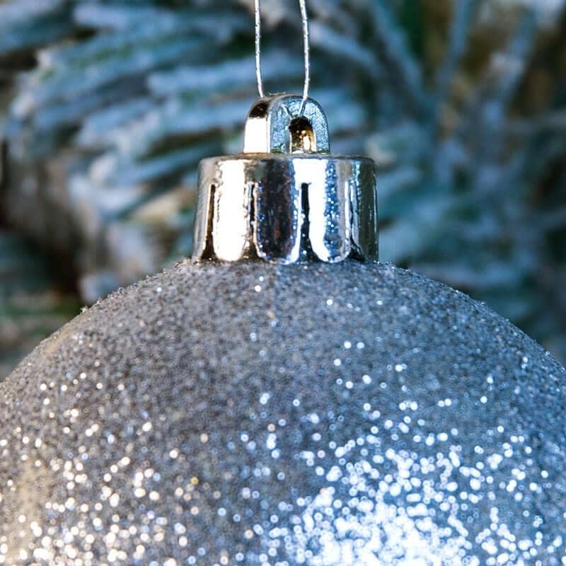 Christmas  -  Silver Shatterproof Shiny, Matt & Glitter Baubles - 10 pack  -  50111012