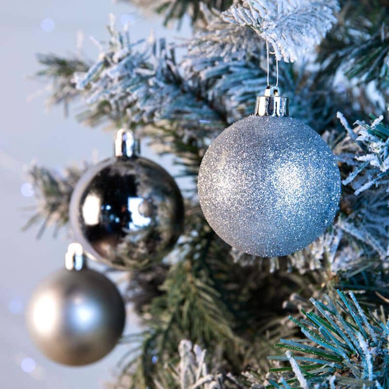 Christmas  -  Silver Shatterproof Shiny, Matt & Glitter Baubles - 10 pack  -  50111012