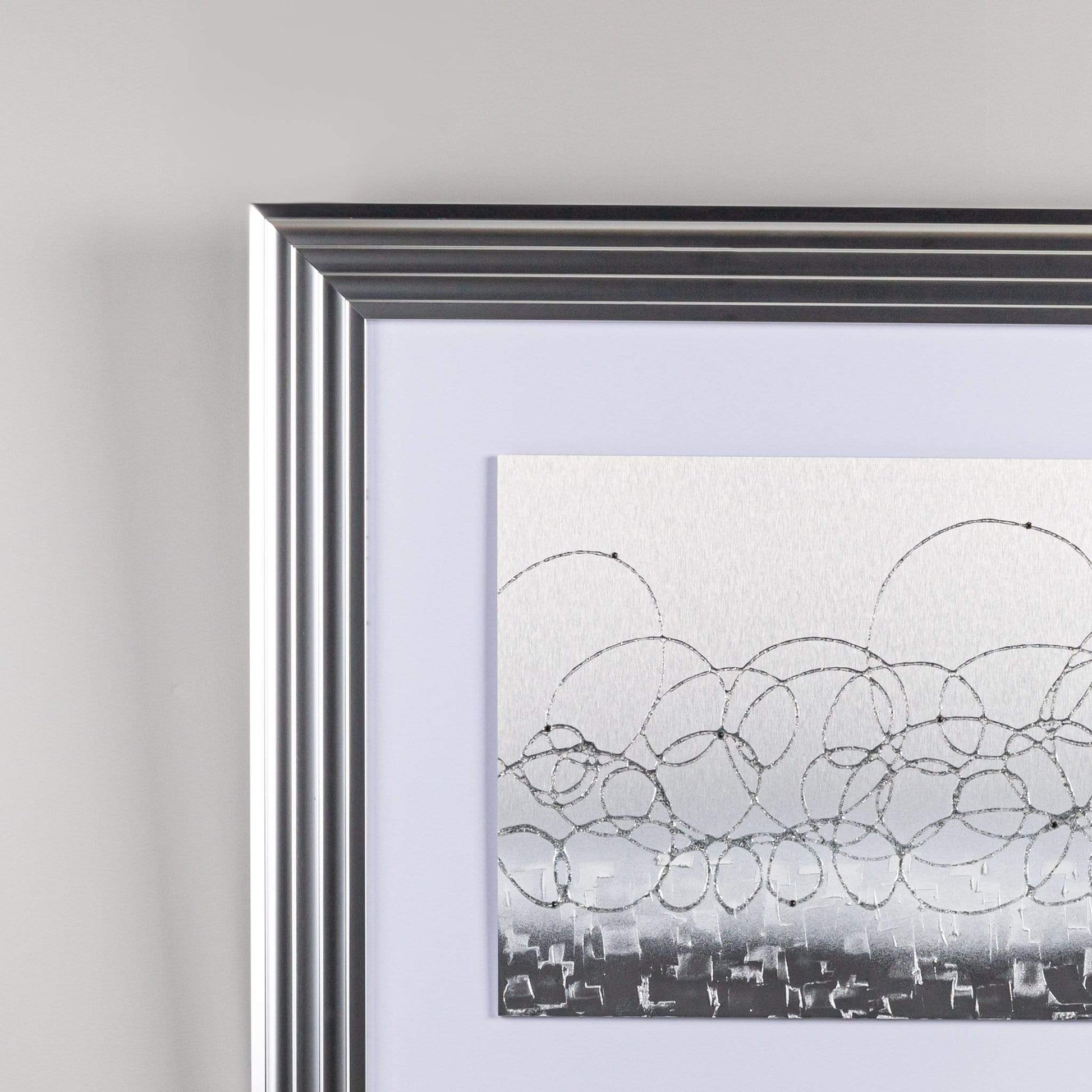 Pictures  -  Silver & White Glitter Storm - Steel Frame 114 X 74Cm  -  50139079