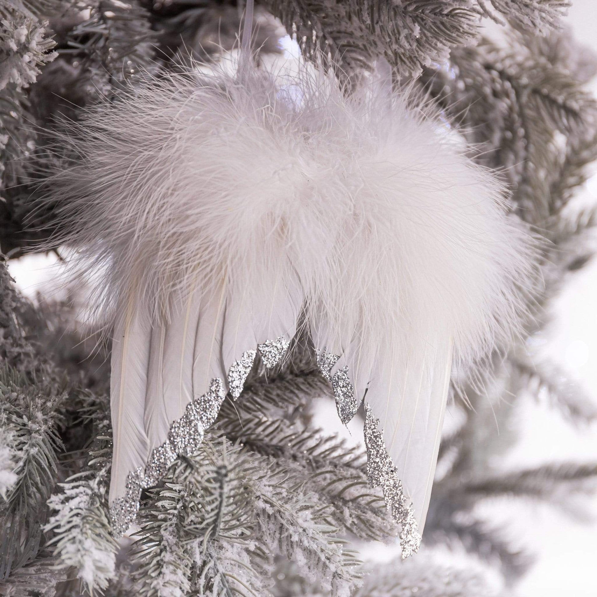 Christmas  -  White Feather Angel Wings Clip-On Christmas Tree Decoration - 21cm  -  50154311