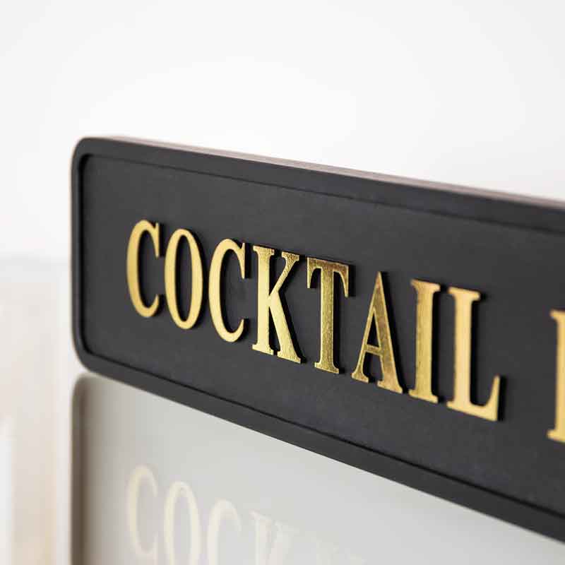 Homeware  -  Cocktail Bar Sign - Black & Gold  -  60004054