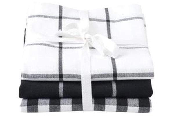 Kitchenware  -  Stow Green Kensington Black Check Tea Towels 3 Pack  -  50113733