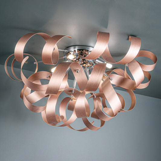 Lights  -  5 Light Flush 60Cm Brushed Copper Ceiling Light  -  50128346