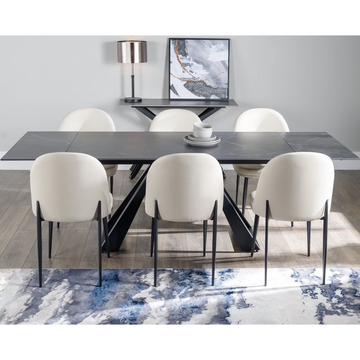 Furniture  -  Vortex Marble Dining Table Set with 6 Chairs  -  60003719