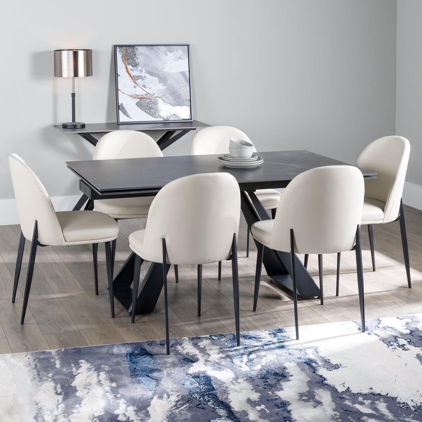 Furniture  -  Vortex Marble Dining Table Set with 6 Chairs  -  60003719