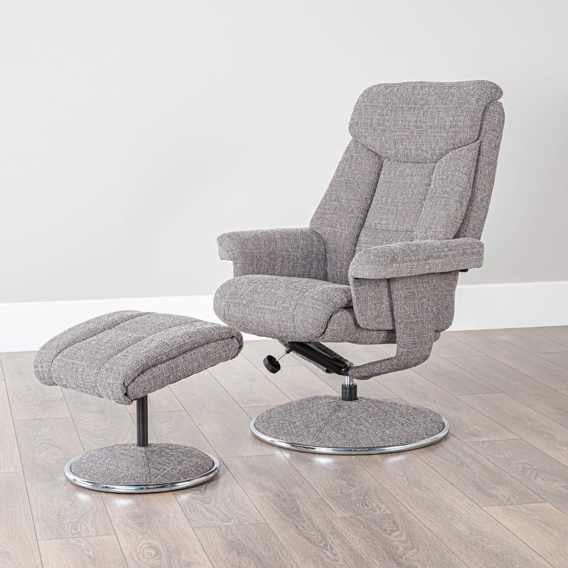 Wick Grey Fabric Recliner Chair Footstool Taskers Online Store
